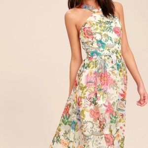 Lulu’s Lilja Cream Floral Print Maxi Dress